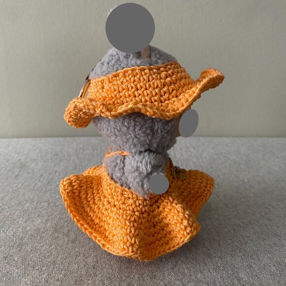 Handmade Crochet Spring Summer Orange Outfit for 17cm Plush Doll 2-Piece Set - Picture 4 of 6